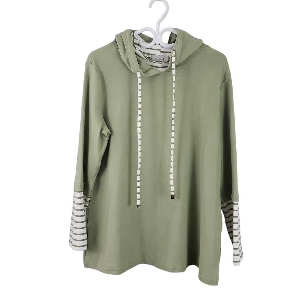 Kleio Green and White Hoodie Size XL - Picture 3 of 16
